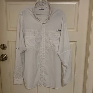White XL Men’s Columbia PFG Button-Up Long-sleeved Shirt